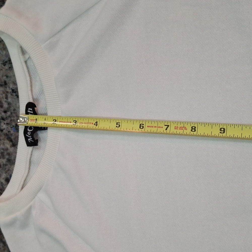 "MECLOTH" SZ. M, Ladies white, rainbow sleeves, 100%polyester, like new conditio - Picture 10 of 14